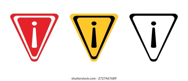 Conjunto de Ícones de Atenção. Advertência de perigo ou Símbolo vetorial de aviso de risco de alerta em um estilo preto preenchido e com contorno. Aviso de Segurança.
