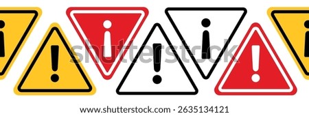 Attention Icon Set. Danger Caution or Alert Risk Warning Vector Symbol in a black filled and outlined style. Safety Notice Sign,eps10