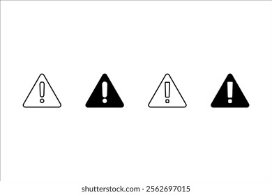 The Attention icon set. Danger symbol. Flat Vector Illustration. Vector attention sign with exclamation mark icon. Risk sign vector illustration.