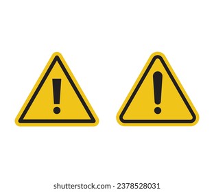 Attention icon set. Warning sign. Hazard warning attention sign with exclamation mark symbol