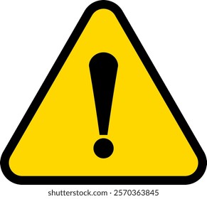 Attention icon sign with exclamation mark symbol. Warning, danger, precaution, alert icon. Yellow hazard icon design