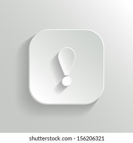 Attention icon - vector white app button with shadow