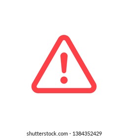 Attention icon.Warning caution symbol.Red danger sign.Exclamation mark isolated on white background.Vector illustration.