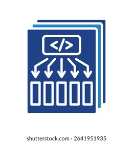 Attention Layer mini illustration dual tone blue color icon, use for machine learning, education, technology industry, UI, UX kit, app and web development, digital or print.