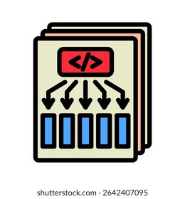 Atenção Camada mini ilustração ícone de cor de contorno, uso para aprendizado de máquina, educação, indústria de tecnologia, UI, kit UX, desenvolvimento de aplicativo e web, digital ou impressão.