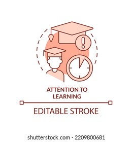 Attention to learning terracotta concept icon. Problem with corporate training abstract idea thin line illustration. Isolated outline drawing. Editable stroke. Arial, Myriad Pro-Bold fonts used