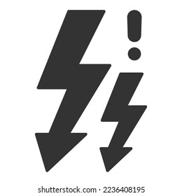 Attention, lightning - icon, illustration on white background, glyph style