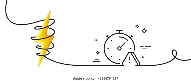 Attention line icon. Continuous one line with curl. Important warning sign. Timer warn symbol. Attention single outline ribbon. Loop curve with energy. Vector