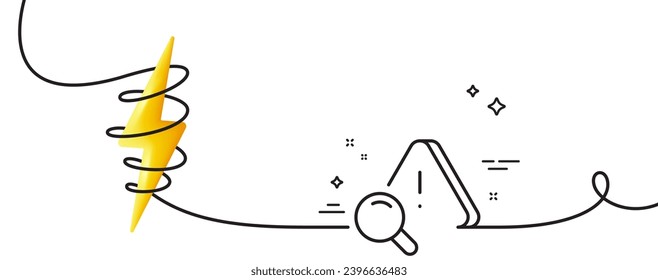 Attention line icon. Continuous one line with curl. Important warning sign. Danger warn symbol. Attention single outline ribbon. Loop curve with energy. Vector