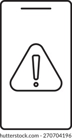 attention line icon. attention icon. warning logo on the cellphone screen
