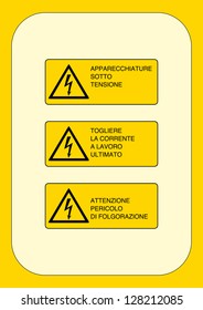 attention: live equipment, remove the current job is completed, attention danger of electric shock