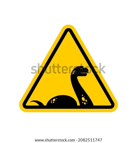 Attention Loch Ness monster. Caution Nessie. Yellow triangle road sign