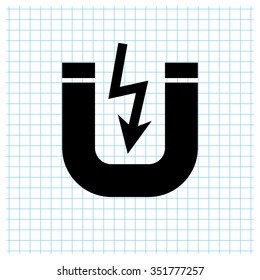 Attention magnet - black vector icon