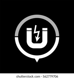 Attention magnet  - black vector icon