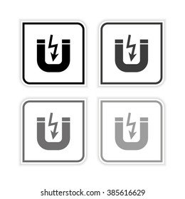 Attention magnet  - grayscale vector icon