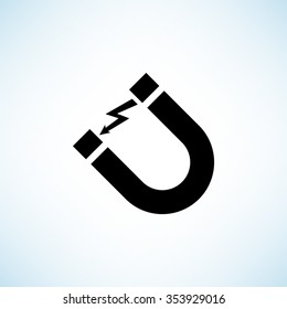 Attention magnet sign -  black vector icon