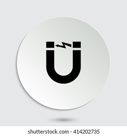 Attention magnet sign - black vector icon  with shadow