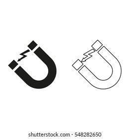Attention magnet sign  - black vector icon