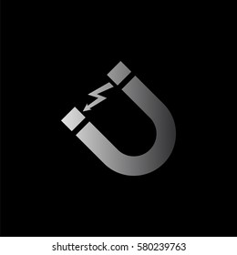 Attention magnet sign -  black vector icon