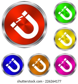 Attention magnet sign icon - vector glossy colourful buttons