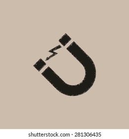 Attention magnet sign - vector icon