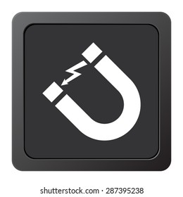 Attention magnet sign - vector icon on a grey button