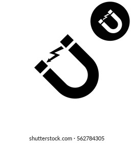 Attention magnet sign  - white vector icon