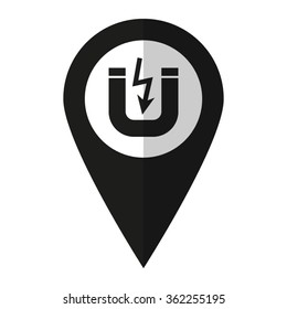 Attention magnet - vector icon;  black map pointer