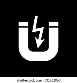 Attention magnet - white vector icon