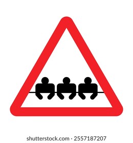 Attention Meeting sign. Caution Conference in office symbol. Red triangle sign