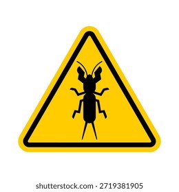 Atenção mol cricket. cuidado Praga de culturas agrícolas. Sinal de estrada amarelo