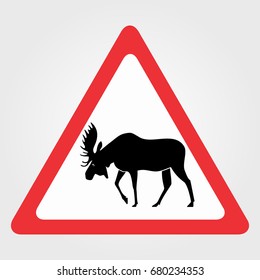 Attention Moose, Animal.  Road sign.