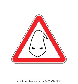 Attention nationalism. Danger of racism red road sign. Ku Klux Klan Caution!
