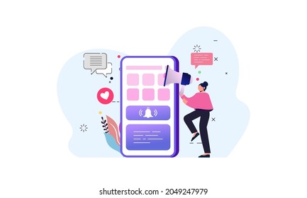 Attention or notification for mobile application. Vector illustration
