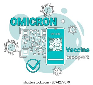 Attention Omicron.Vaccine passport .A poster calling for compliance with safety measures during the COVID-19 coronavirus epidemic. Personal hygiene and safety.Flat vector illustration.