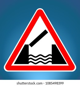 Attention opening or swing bridge ahead. Vector road sign