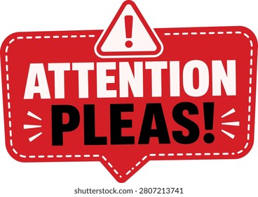 Attention please announcement banner with warning symbol for important notice