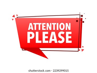 Attention please Announcement Megaphone Label. Loudspeaker speech bubble.