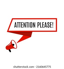 Attention Please Announcement Sign Megaphone Vector Stock Vector ...