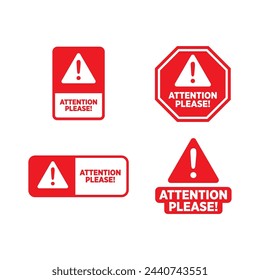 Attention please badge icon design, isolated on white background, vector illustration