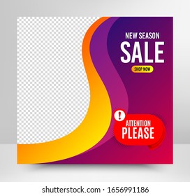 Attention please badge. Sale banner template. Warning chat bubble icon. Special offer label. Social media layout banner. Online shopping web template. Attention please promotion badge. Vector