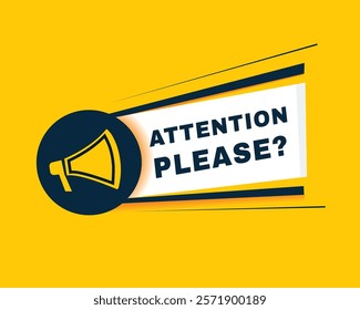 Attention please banner element with megaphone. vector design flat type.