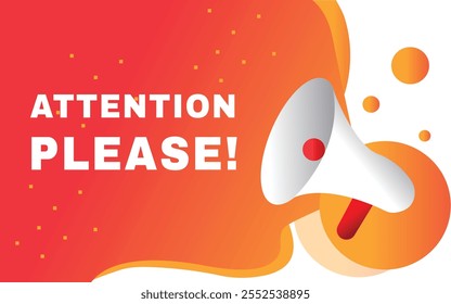 Attention please banner element vector illustration modern template for retail promotion. Speech bubble icon megaphone.