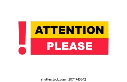 Atención, por favor, banner con signo de exclamación. Mensaje importante. Cartel con icono de atención. Ilustración vectorial.