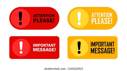 Attention please banner and important message icon.