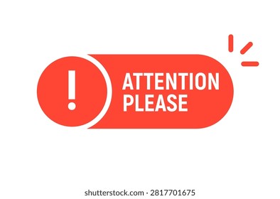 Attention please bold notification banner warning announcement communication alert business interface template minimal design.