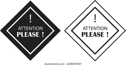 Attention please bubble black flat, outline icon set. Vectors danger warning and important message or exclamation mark signs. Announcement information symbols for business and marketing, advertising.