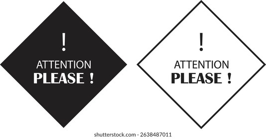 Attention please bubble black flat, outline icon set. Vectors danger warning and important message or exclamation mark signs. Announcement information symbols for business and marketing, advertising.