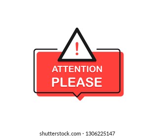 Attention please bubble. Flat cartoon style. Modern line vector illustration.