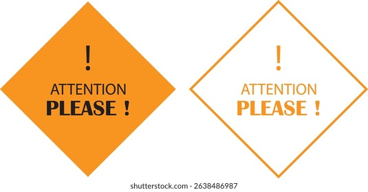Attention please bubble yellow flat, outline icon set. Vectors danger warning and important message or exclamation mark signs. Announcement information symbols for business and marketing, advertising.